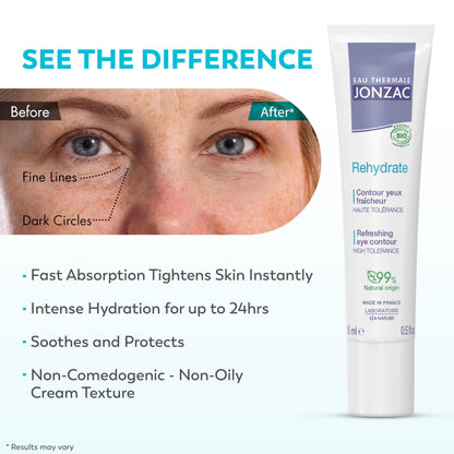Contorno de ojos calmante Eau Thermale Jonzac para piel sensible - Hipoalergénico y natural