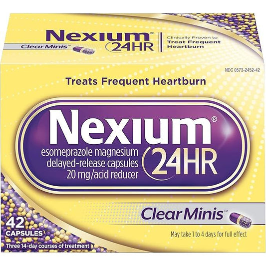 Nexium 24HR ClearMinis 20mg Delayed Release Heartburn Relief Capsules, Esomeprazole Magnesium Acid Reducer, 42 Count Health Care Pasteur Pharmacy