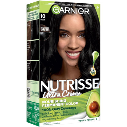 Garnier Nutrisse Ultra Creme 1 Tinte Negro - Tinte Vegano, Coloración Nutritiva