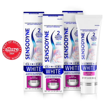 Pasta de dientes Sensodyne Clinical Whitening para dientes sensibles - Con flúor, 2.54 fl oz