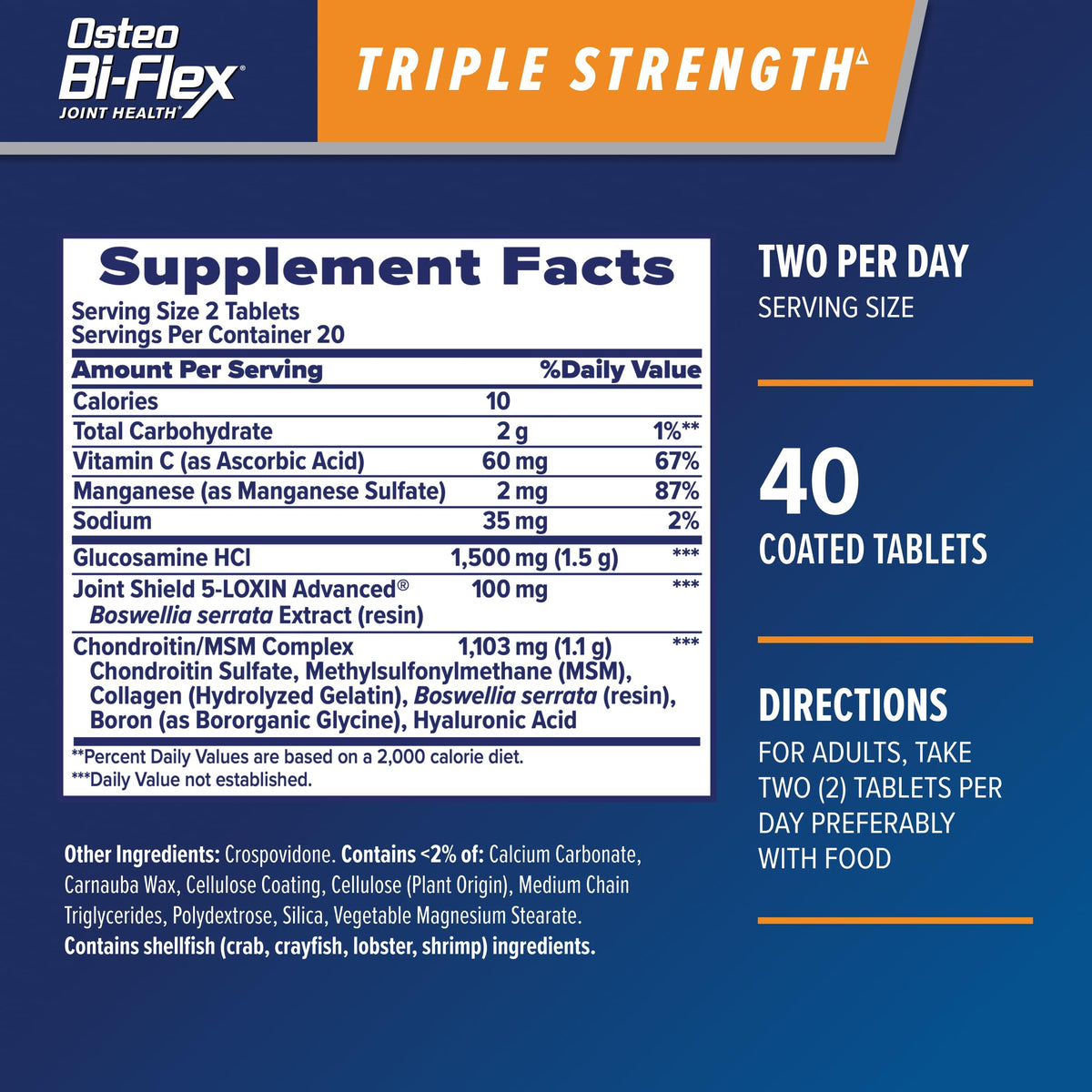 Osteo Bi-Flex Advanced Triple Strength Joint Health Supplement - 40 Tablets with Glucosamine, Chondroitin & MSM