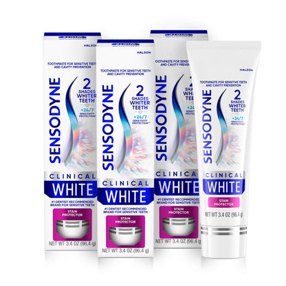 Pasta de dientes Sensodyne Clinical Whitening para dientes sensibles - Con flúor, 2.54 fl oz