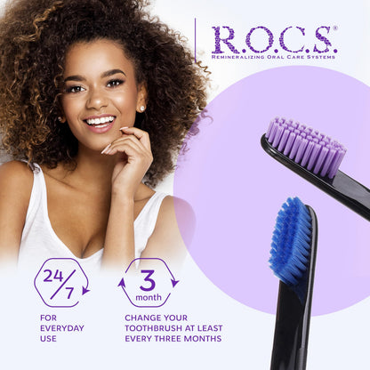 Cepillo de dientes R.O.C.S. Black Edition - Diseño elegante | Dureza media