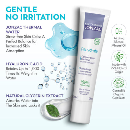 Contorno de ojos calmante Eau Thermale Jonzac para piel sensible - Hipoalergénico y natural