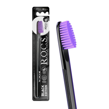 Cepillo de dientes R.O.C.S. Black Edition - Diseño elegante | Dureza media