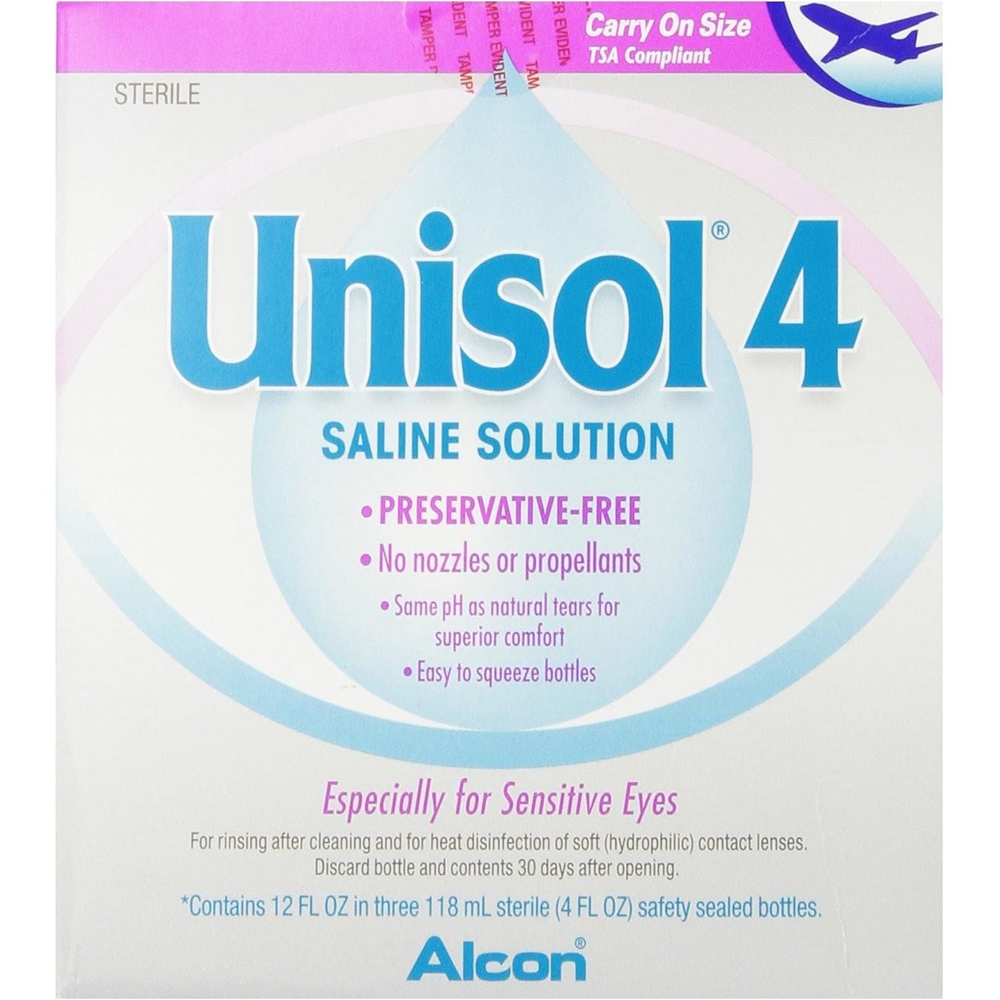 Unisol 4 Preservative Free Saline Solution, 12 oz Contact Lens Solution Pasteur Pharmacy