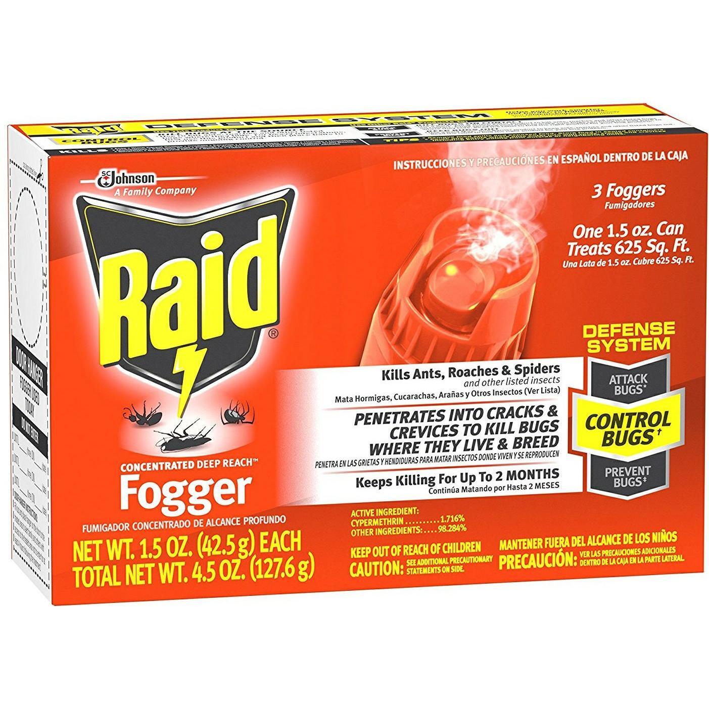 Raid Concentrated Deep Reach Fogger, 3-Pack (6 oz Cans) Pest Control Pasteur Pharmacy