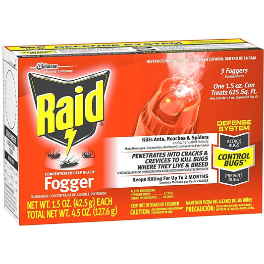 Raid Concentrated Deep Reach Fogger, 3-Pack (6 oz Cans) Pest Control Pasteur Pharmacy