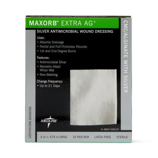 Medline Maxorb Extra Ag+ Alginate Dressing 4" x 4" Box of 10 First Aid Pasteur Pharmacy