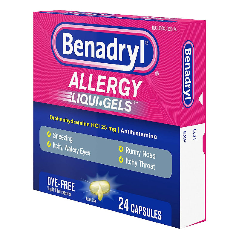 Benadryl® Allergy Dye-Free Liqui-Gels – 24 Capsules Health & Beauty Pasteur Pharmacy