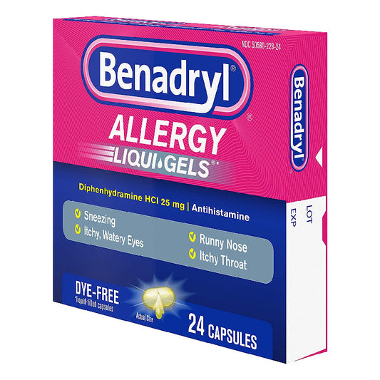 Benadryl® Allergy Dye-Free Liqui-Gels – 24 Capsules Health & Beauty Pasteur Pharmacy