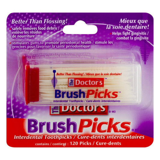 The Doctor's BrushPicks Interdental Toothpicks, 120 Count - Plaque & Food Remover Toothpicks Pasteur Pharmacy