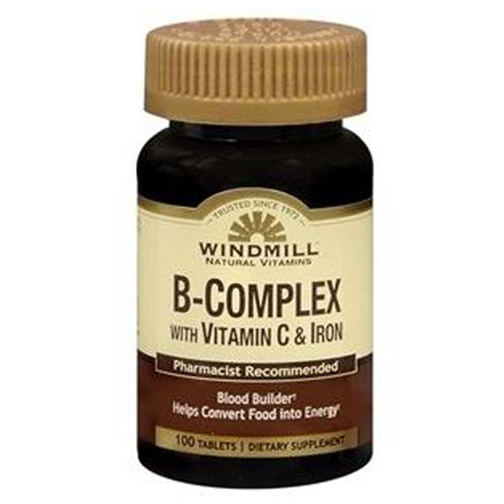 Windmill® Vitamin B-Complex with Vitamin C & Iron - Energy & Vitality - 100 Tablets Vitamins & Supplements Pasteur Pharmacy