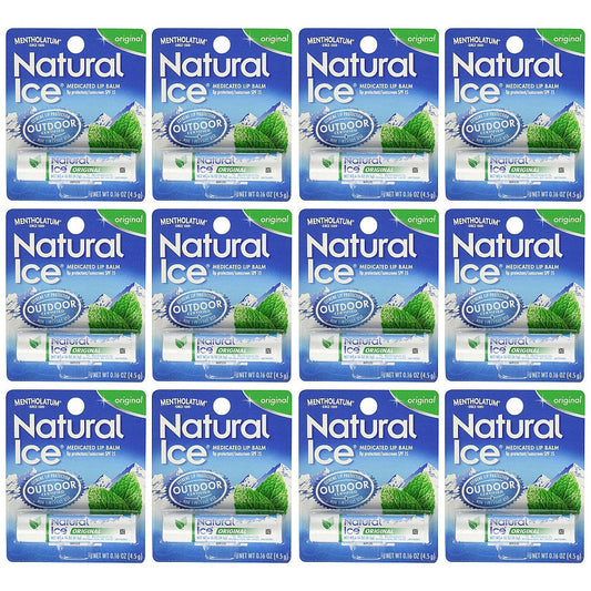 Mentholatum Natural Ice Original SPF 15 Medicated Lip Balm – 12 Count Pack Health & Beauty Pasteur Pharmacy