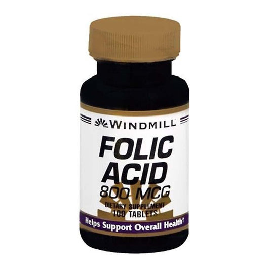 Windmill Folic Acid, 800 Mcg, Tablets Vitamins & Supplements Pasteur Pharmacy
