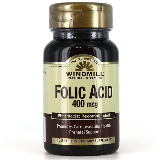 Windmill Folic Acid 400 Mcg - 180 Tablets Vitamins & Supplements Pasteur Pharmacy