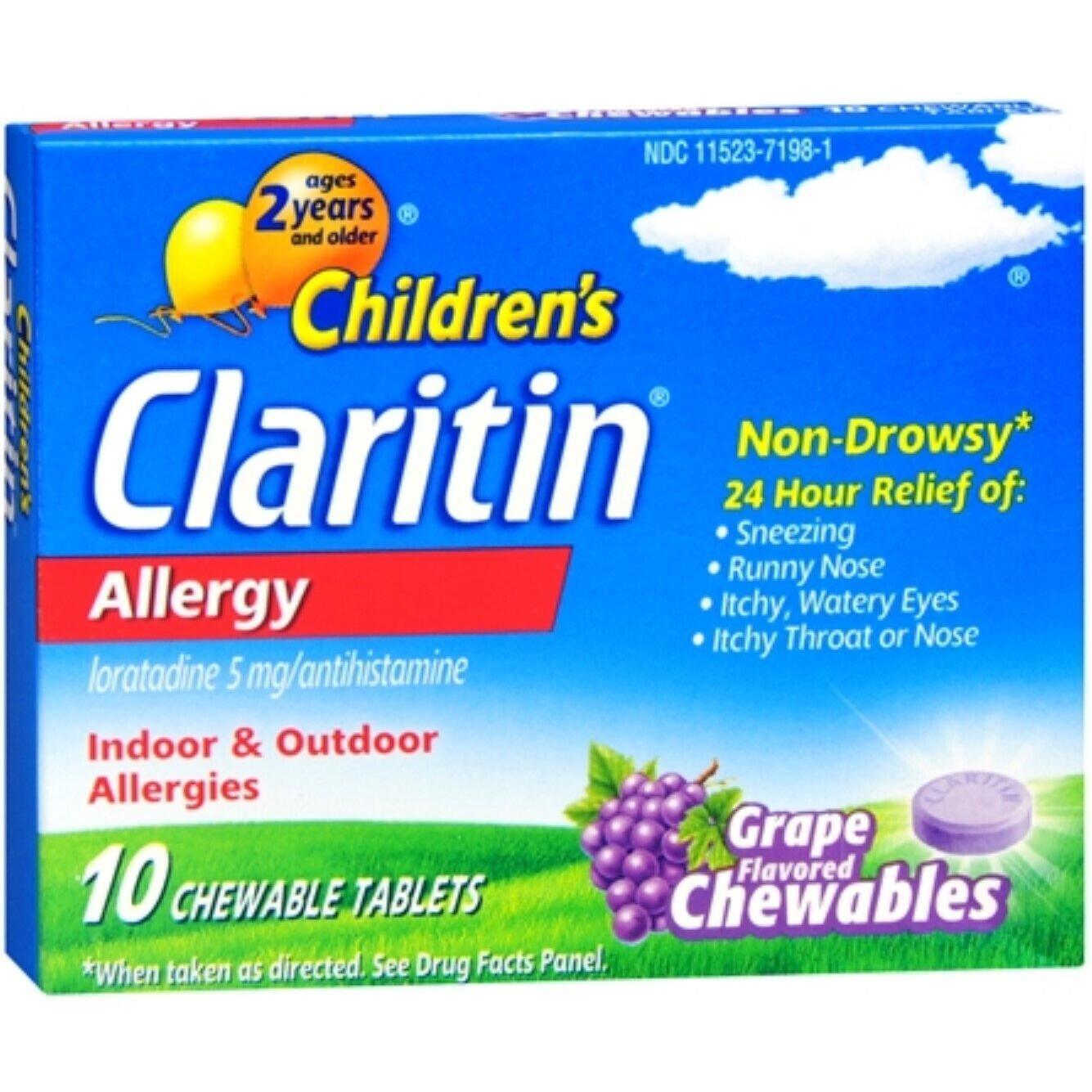 Claritin Allergies, Indoor & Outdoor, 5 Mg, Grape Flavor, Chewable Tablets,10ea Health & Beauty Pasteur Pharmacy