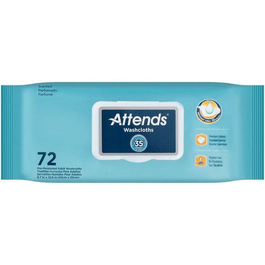 Attends Scented Washcloths - Personal Cleansing Wipes, Case of 864 (12 Packs of 72) Bath & Body Pasteur Pharmacy