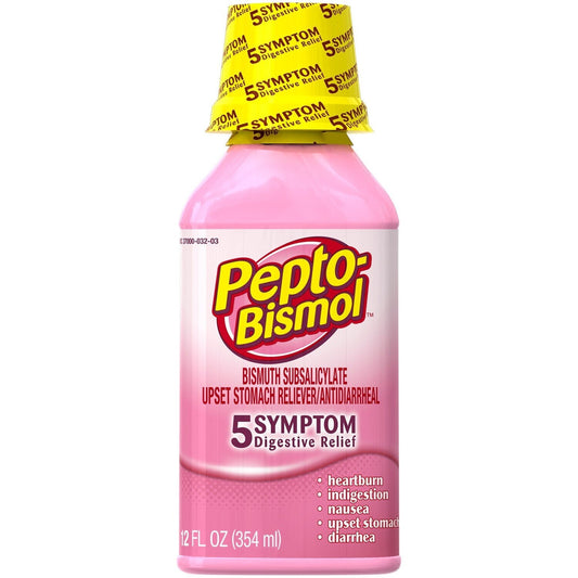Pepto Bismol 5 Symptom Relief Upset Stomach Reliever/Antidiarrheal 12 Fl Oz Health & Beauty Pasteur Pharmacy