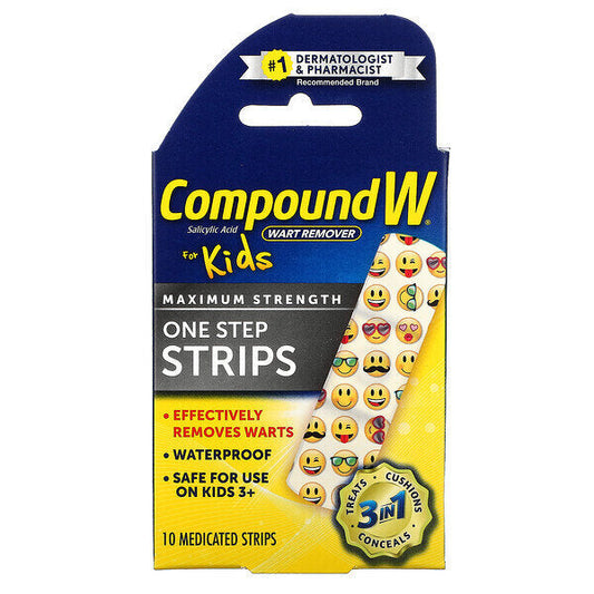 Compound W One Step Wart Remover - Maximum Strength 40% Salicylic Acid, 10 Medicated Adhesive Patches Wart Removers Pasteur Pharmacy