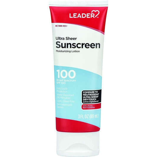 Leader Ultra Sheer Moisturizing Sunscreen Lotion SPF100, 3 Oz Lotion & Moisturizer Pasteur Pharmacy