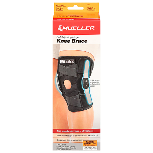 Mueller Adjustable Hinged Knee Brace, Model 6455 One Size Black Supports & Braces Pasteur Pharmacy