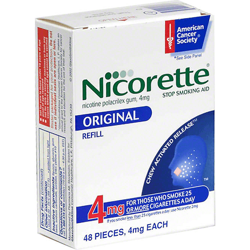 Nicorette Stop Smoking Aid, 4 Mg, Gum, Original, Refill Personal Care Pasteur Pharmacy