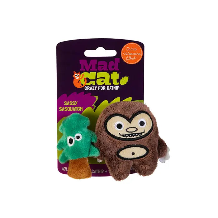 Set de 2 juguetes de hierba gatera y vid de plata Mad Cat Sassy Sasquatch