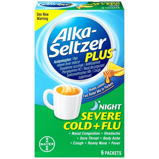 Alka-Seltzer Plus Severe Cold & Flu Night Honey Lemon Zest 6 Packets Health & Beauty Pasteur Pharmacy