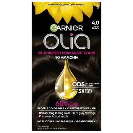 Garnier Olia Oil Powered Color, 4.0 Dark Brown Hair Color Pasteur Pharmacy