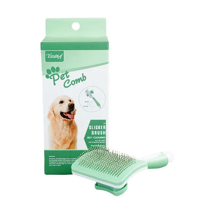 Cepillo carda retráctil para mascotas Orijin Yingte, pequeño, verde