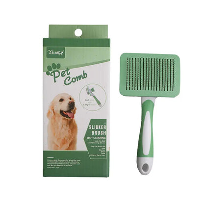 Cepillo carda retráctil para mascotas Orijin Yingte, pequeño, verde
