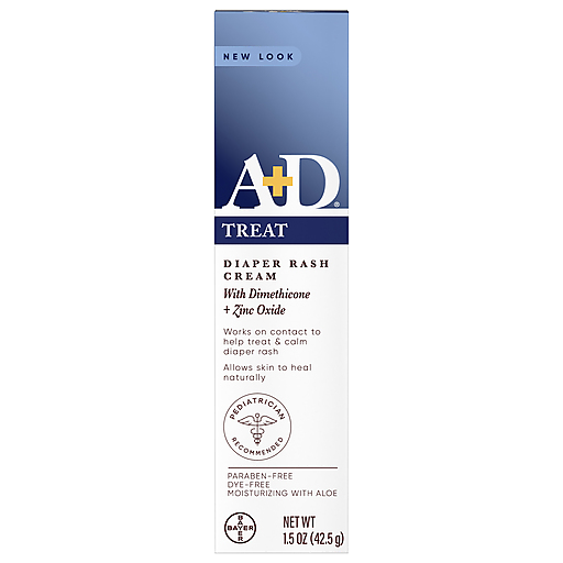Crème pour érythème fessier A+D Treat avec diméthicone et oxyde de zinc, boîte de 1,5 oz
