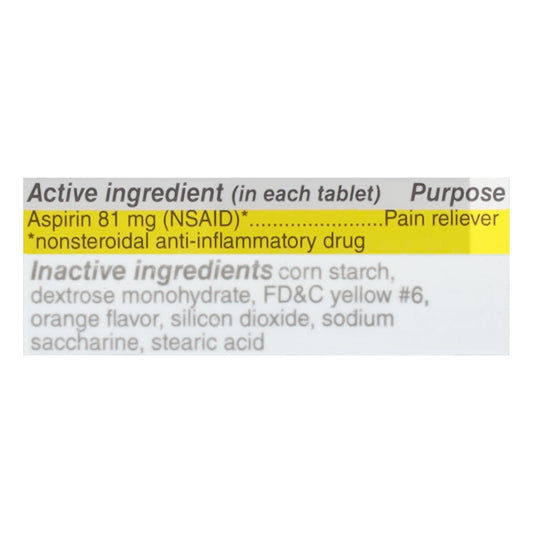 Major® Low Dose Aspirin 81 mg – 90 Chewable Orange Tablets Health Care Pasteur Pharmacy