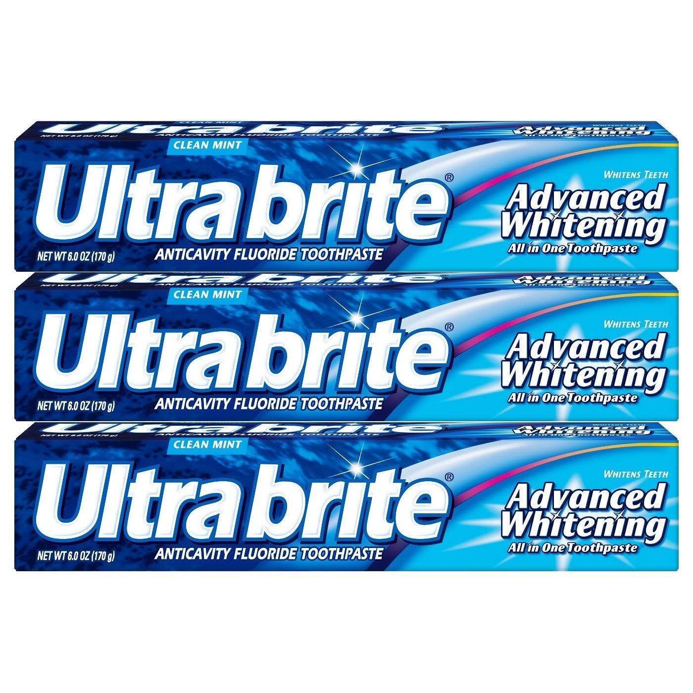 Ultra Brite Advanced Whitening Fluoride Toothpaste, Clean Mint - 6 Oz Toothpaste Pasteur Pharmacy