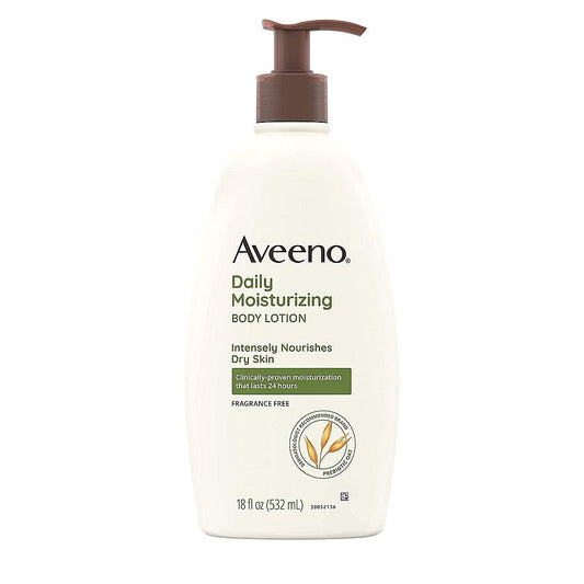 Aveeno Body Lotion, Daily Moisturizing, Fragrance Free 18 Fl Oz Lotion & Moisturizer Pasteur Pharmacy