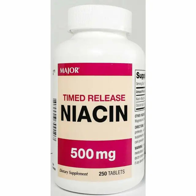 Major Niacin Timed Release 500 Mg Tablets 250ct -Expiration Date 12-2025 Health & Beauty Pasteur Pharmacy