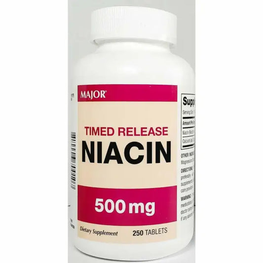 Major Niacin Timed Release 500 Mg Tablets 250ct -Expiration Date 12-2025 Health & Beauty Pasteur Pharmacy