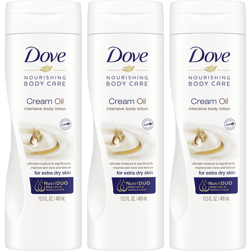Loción corporal intensiva Dove Cream Oil, piel extra seca