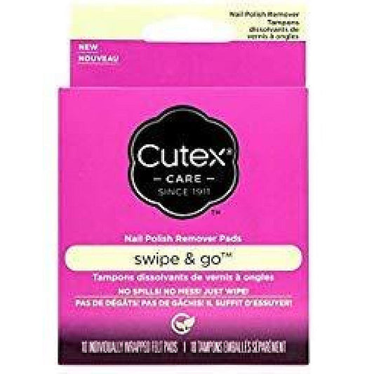 Cutex Swipe & Go Nail Polish Remover Pads (10 Count) Nail Polish Removers Pasteur Pharmacy