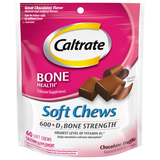 Caltrate Soft Chews 600+D3 Calcium Vitamin D Supplement, Chocolate Truffle Vitamins & Supplements Pasteur Pharmacy