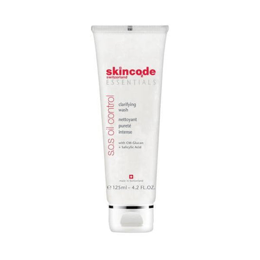 Skincode SOS Oil Control Gel Nettoyant Clarifiant 125 ml - Nettoyant visage doux à l'acide salicylique pour le contrôle de l'acné