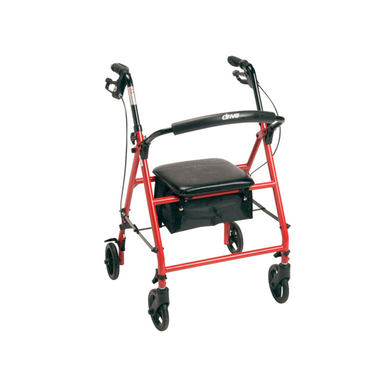 Drive Medical® Steel Rollator – 6" Wheels – Red Mobility & Accessibility Pasteur Pharmacy