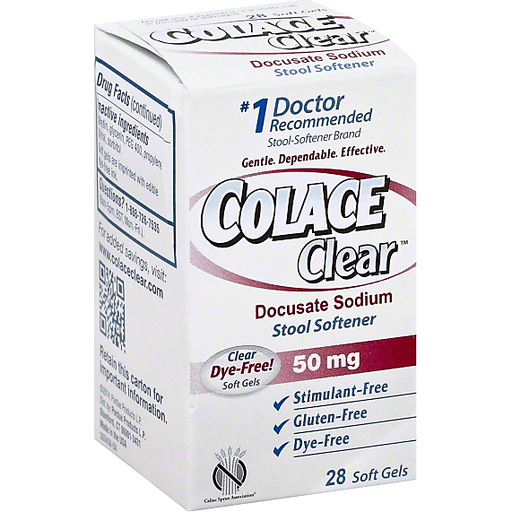 Colace Clear Docustate Sodium Stool Softener 50 Mg Soft Gels Health & Beauty Pasteur Pharmacy