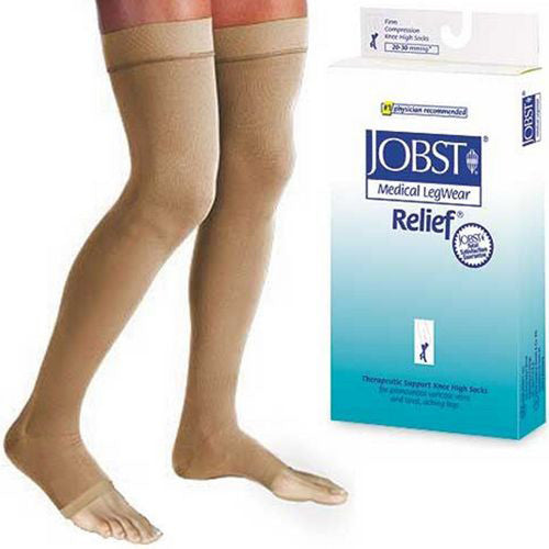 Jobst Relief Thigh High W/ Silicone Band, Open Toe 20-30 mmHg Beige Health & Beauty Pasteur Pharmacy