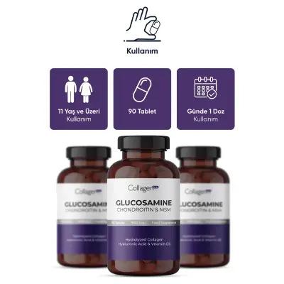 Collagen Forte Platinum Glucosamine Chondroitin MSM 1500mg - Joint Health Support Supplement for Pain Relief - 90 Tablets