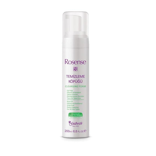 Rosense Facial Cleansing Foam with Rose Extract & Glycerin - Soap-free, Dermatologically Tested Cleanser for Sensitive Skin