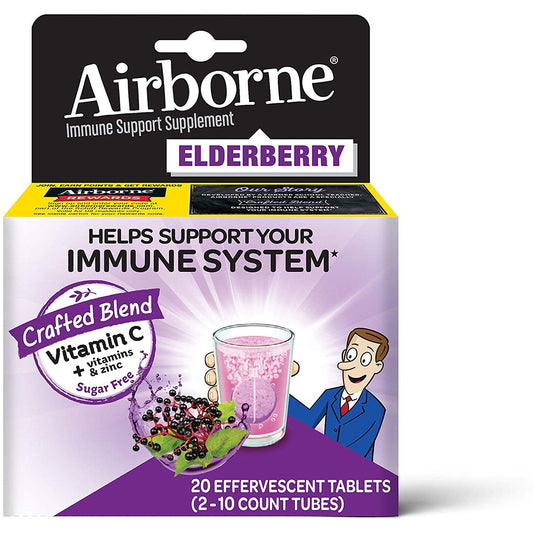 Airborne Immune Support Supplement, Elderberry, Effervescent Tablets Vitamins & Supplements Pasteur Pharmacy