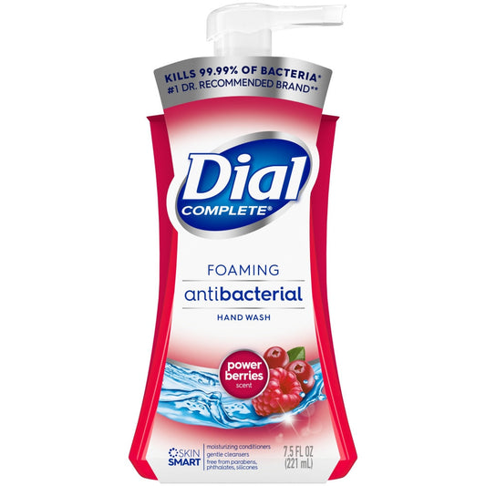 Dial Complete Antibacterial Foaming Hand Wash, Power Berries, 7.5 Oz Pump Bottle Soap & Lotion Dispensers Pasteur Pharmacy