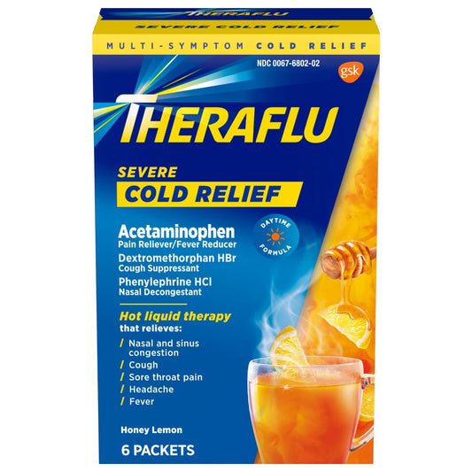 Theraflu Acetaminophen, Cold Relief, Severe, Packets, Honey Lemon Health & Beauty Pasteur Pharmacy